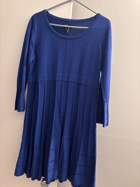 Ellen Tracy Royal Blue Knit Crewneck Dress